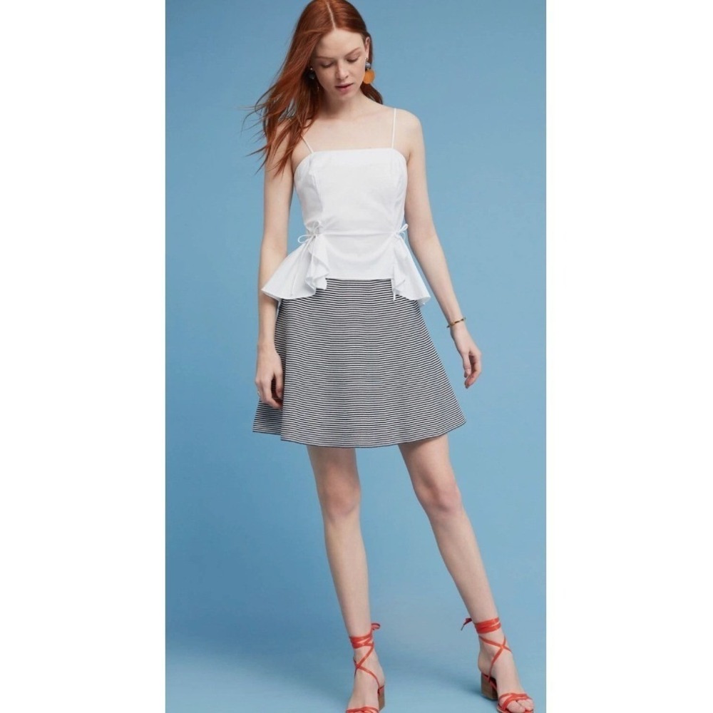 English Factory Striped Maura Knit Mini Skirt Navy White A-Line Zip Med. NWT - Picture 1 of 6